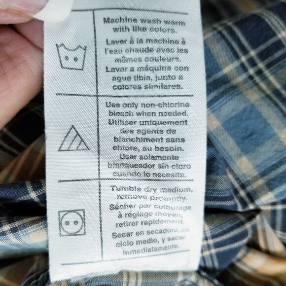 Carhartt Men's Blue Orange Plaid Long Sleeve Button Up Button Down Collar SZ LT - Picture 7 of 7